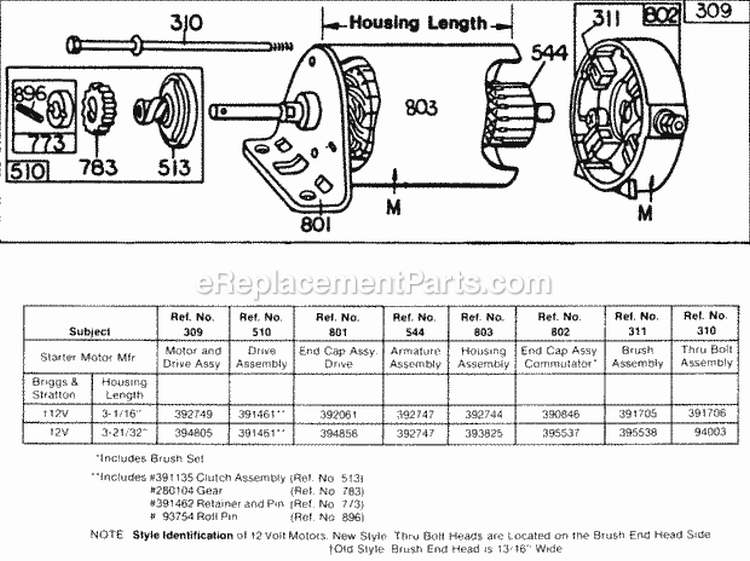 Electric Starter And Chart Diagram and Parts List for 220416-0158-99  Briggs and Stratton Engine